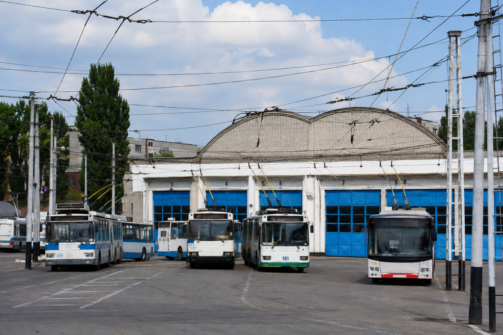 Тролейбусна мережа Рівного: усі маршрути та поради Фото тролейбусного депо в Рівному з міським електротранспортом, який проходить обслуговування перед виходом на маршрути.